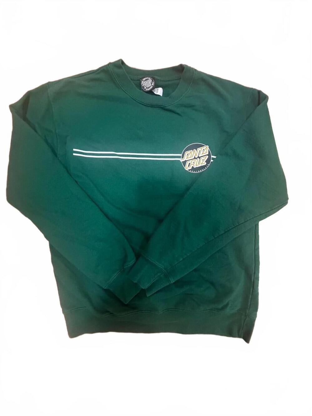 Santa Cruz Skateboards Mens M Green Crewneck Sweatshirt Logo Skate Pullover